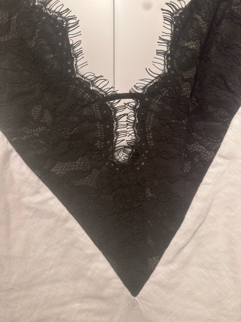 DISSH White Maxi Slip Dress with Black Lace V-Neck - Picture 5 of 7